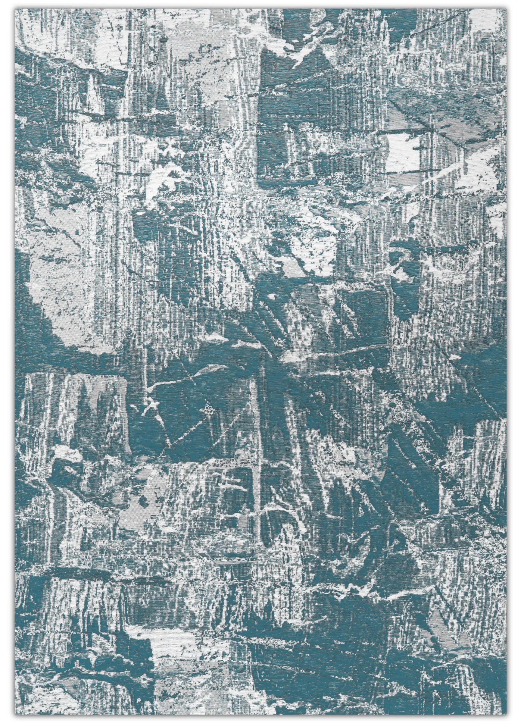 Textured blue and gray patterned rug