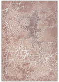 Textured pink and beige area rug with a subtle pattern