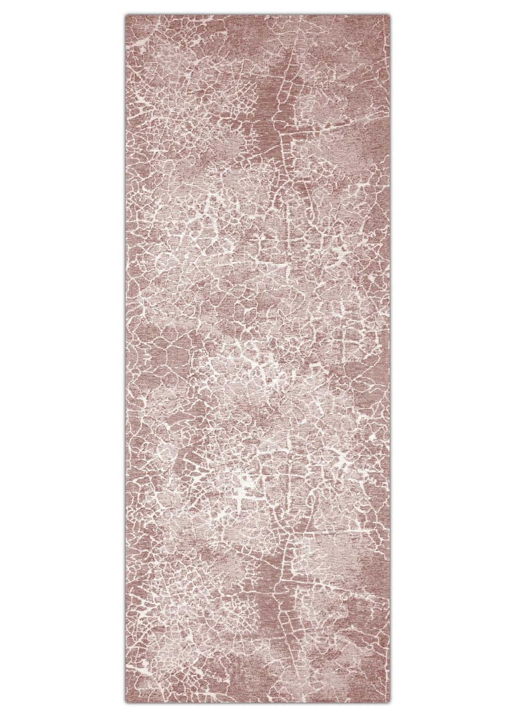 Long rectangular rug with a textured pattern on a white background