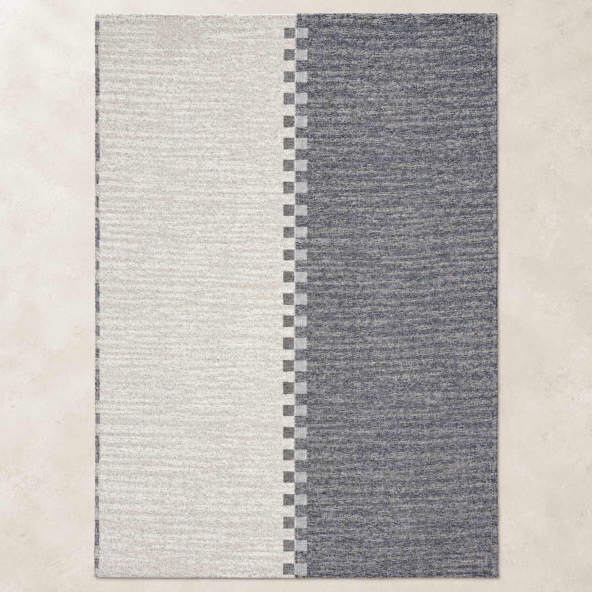 Blue Symmetry Machine Washable Rug — full rug in soft daylight