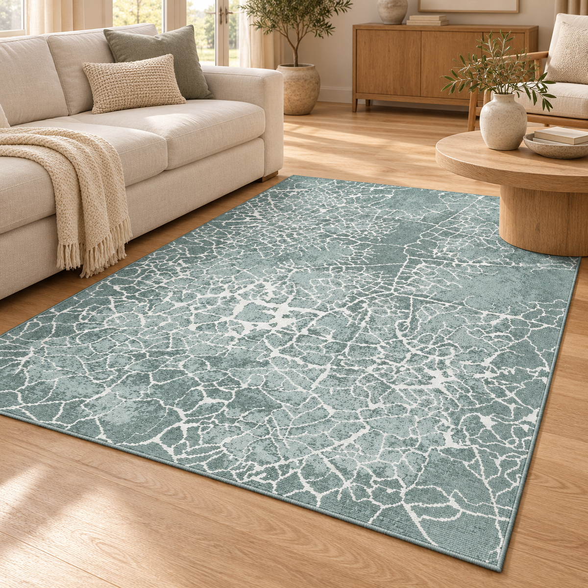Pastel Prime Machine Washable Rug — styled room view; compare selected color and size