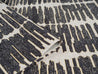 Washable Area rug | The Jacquard Samba | Dark backdrop with Cream frequency Design | Close-up View | 5x8 | By MotherRuggers.com | Machine Washable | Jacquard Woven | Pet Friendly | Kid Friendly | Machine Wash | Line Dry | Living Room | Kitchen | Bedroom | High-Traffic | Anti-Slip | Three-year warranty with proper care | Shake or light Vacuum | Machine Wash as needed | Dry Flat or Line Dry | Dries fast