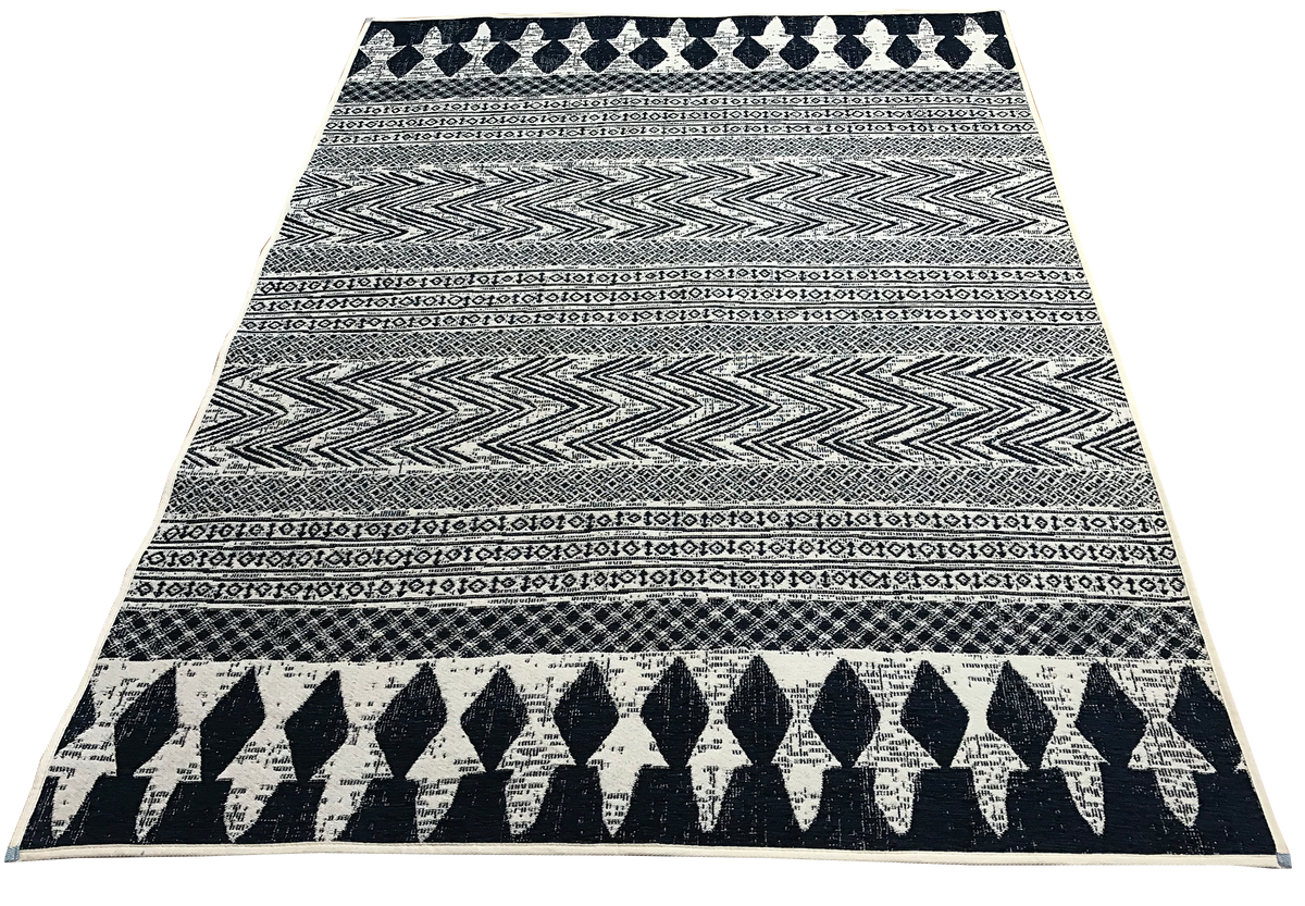 Washable Area rug | Simon & Yildirim Reversible Wink | Black and White Zig-Zag | 9x11 | By MotherRuggers.com | Machine Washable | Jacquard Woven | Uniquely Reversible | Pet Friendly | Kid Friendly | Machine Wash | Line Dry | Living Room | Covered Patio | Entry Way | Bedroom | High-Traffic | Three-year warranty with proper care | Shake or light Vacuum | Machine Wash as needed | Dry Flat or Line Dry | Dries fast