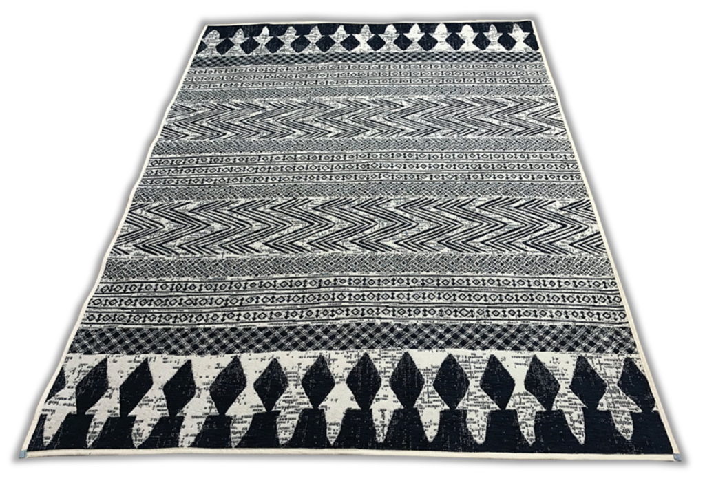 Washable Area rug | Simon & Yildirim Reversible Wink | Black & White Zig-zag | 5x8 | By MotherRuggers.com | Machine Washable | Jacquard Woven | Uniquely Reversible | Pet Friendly | Kid Friendly | Machine Wash | Line Dry | Living Room | Covered Patio | Entry Way | Bedroom | High-Traffic | Three-year warranty with proper care | Shake or light Vacuum | Machine Wash as needed | Dry Flat or Line Dry | Dries fast