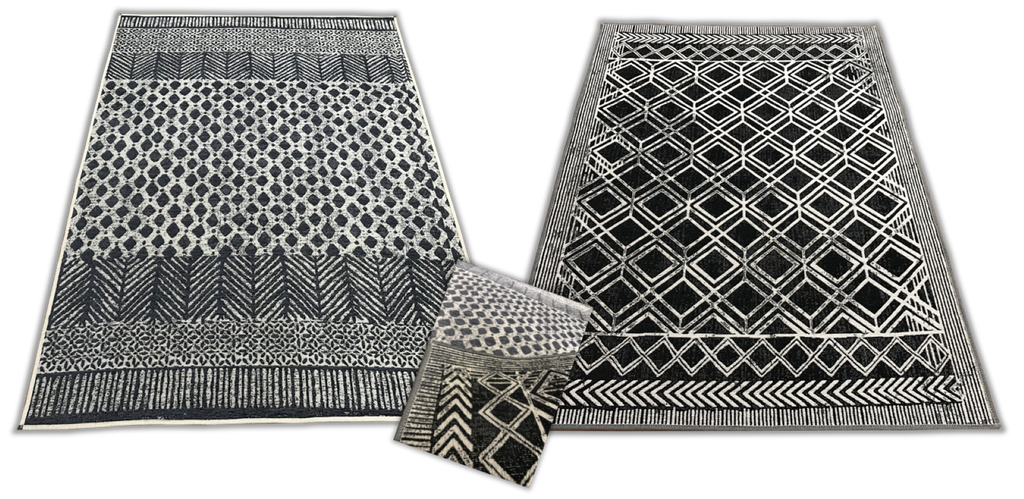 Washable Area rug | Simon & Yildirim Reversible Flip | Black & Beige Dual View | 9x11 | By MotherRuggers.com | Machine Washable | Jacquard Woven | Uniquely Reversible | Pet Friendly | Kid Friendly | Machine Wash | Line Dry | Living Room | Covered Patio | Entry Way | Bedroom | High-Traffic | Three-year warranty with proper care | Shake or light Vacuum | Machine Wash as needed | Dry Flat or Line Dry | Dries fast