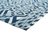 Washable Area rug | The Jacquard Greta | Light Blue & Navy  Corner View | 8x10 | By MotherRuggers.com | Machine Washable | Jacquard Woven | Pet Friendly | Kid Friendly | Machine Wash | Line Dry | Living Room | Kitchen | Bedroom | High-Traffic | Anti-Slip | Three-year warranty with proper care | Shake or light Vacuum | Machine Wash as needed | Dry Flat or Line Dry | Dries fast