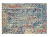 Washable Area rug | The Jacquard Rustic Cooper | Distressed Vintage Multi-colors with Navy Side View | 5x8 | By MotherRuggers.com | Machine Washable | Jacquard Woven | Pet Friendly | Kid Friendly | Machine Wash | Line Dry | Living Room | Kitchen | Bedroom | High-Traffic | Anti-Slip | Three-year warranty with proper care | Shake or light Vacuum | Machine Wash as needed | Dry Flat or Line Dry | Dries fast