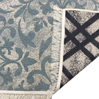 Washable Area rug | Simon & Yildirim Reversible Duality | Mint & Beige/Black & Beige Corner Detail View | 5x8 | By MotherRuggers.com | Machine Washable | Jacquard Woven | Uniquely Reversible | Pet Friendly | Kid Friendly | Machine Wash | Line Dry | Living Room | Covered Patio | Entry Way | Bedroom | High-Traffic | Two-year warranty with proper care | Shake or light Vacuum | Machine Wash as needed | Dry Flat or Line Dry | Dries fast