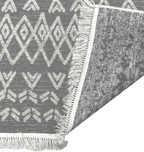 Washable Area rug | Simon & Yildirim Reversible Fade | Gray & Beige with Reversible Corner Detail | 9x11 | By MotherRuggers.com | Machine Washable | Jacquard Woven | Uniquely Reversible | Pet Friendly | Kid Friendly | Machine Wash | Line Dry | Living Room | Covered Patio | Entry Way | Bedroom | High-Traffic | Three-year warranty with proper care | Shake or light Vacuum | Machine Wash as needed | Dry Flat or Line Dry | Dries fast