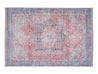 Area rug | Chennie Chic Comfy 5x8 | By Mother Ruggers.com | Machine Washable | Chenille Woven | Blue | White | Blush faded Accents |Faded | Multicolor | Vintage |Large emblem in middle|Pet Friendly | Kid Friendly | Machine Wash Line Dry | Living Room | Kitchen | Bedroom | Moderate Traffic | High Traffic mat recommended | Three year warranty with proper care | Shake or light Vacuum | Machine Wash | Dry Flat or Line Dry | Dries fast