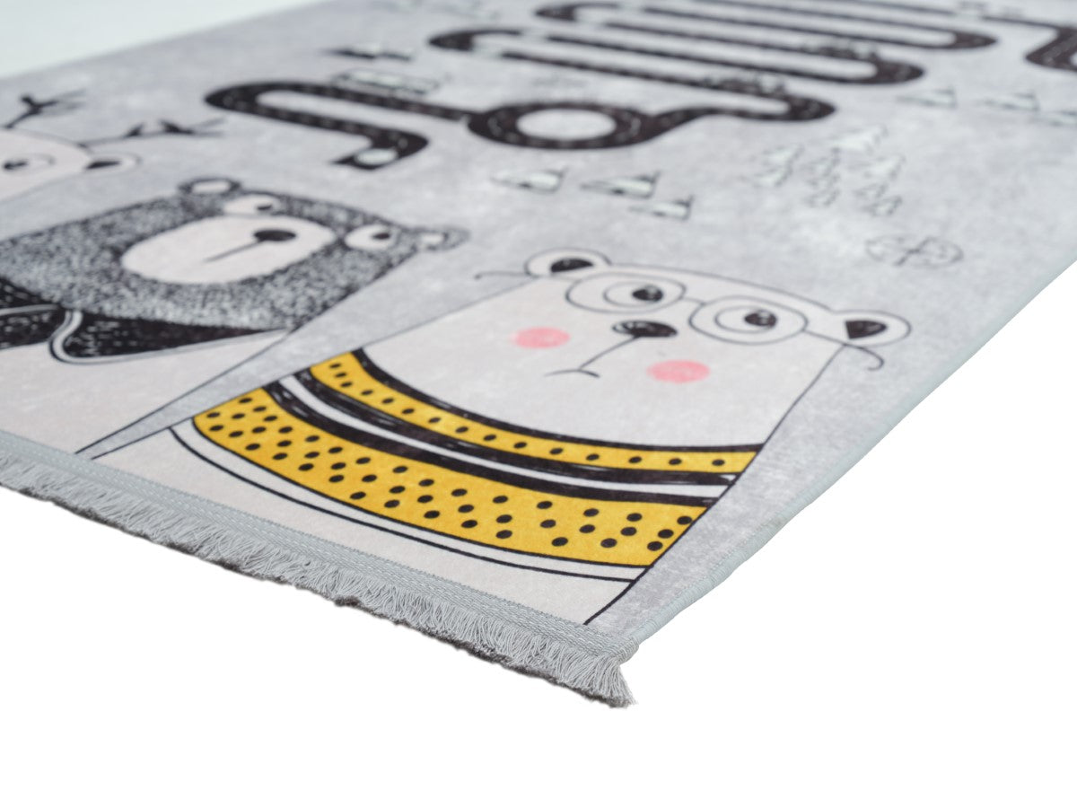 Rugaroos Bear It Kid's Machine Washable Play Rug | Neutral Colored Bears with Roadmap through Forrest | Corner and Bear Close-up | 4x6 | Mother Ruggers | Washable Rugs | Kid's Rugs | Eco Friendly Rug| Pet Friendly | Kid Friendly | Machine Wash | Line Dry | Bedroom | High-Traffic | Two-year warranty with proper care | Shake or light Vacuum | Machine Wash as needed | Dry Flat or Line Dry | Dries fast | Hand Drawn - Digitally Printed | Velvet | Easy- Clean 