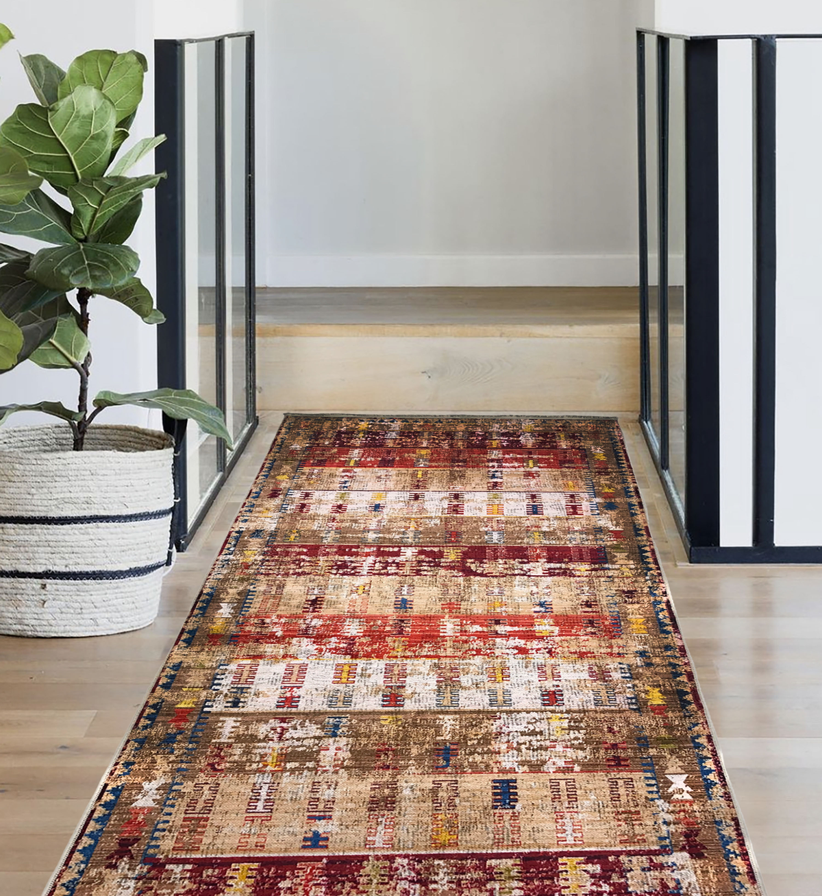 Area rug | Chennie Chic Sarah |5x8 | 3x8 Runner | By MotherRuggers.com | Machine Washable | Chenille Woven | Accent Brick Red | Mulitcolor | Pet Friendly | Kid Friendly | Machine Wash Line Dry | Living Room | Kitchen | Bedroom | Moderate Traffic | High Traffic mat recommended | Three-year warranty with proper care | Shake or light Vacuum | Machine Wash as needed | Dry Flat or Line Dry | Dries fast