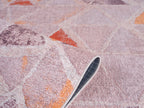 Area rug | Chennie Chic Tryme |5x8 |3x8 Runner | By MotherRuggers.com | Machine Washable | Chenille Woven | Gemetric print | Triangle Design | Splash of Burnt Orange | Splash of Dark Brown | Splash of Yellow | Mainly Tan | Pet Friendly | Kid Friendly | Machine Wash | Line Dry | Living Room | Kitchen | Bedroom | Moderate Traffic | High Traffic mat recommended | Three-year warranty with proper care | Shake or light Vacuum | Machine Wash as needed | Dry Flat or Line Dry | Dries fast