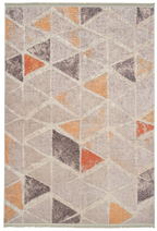 Area rug | Chennie Chic Tryme |5x8 |3x8 Runner | By MotherRuggers.com | Machine Washable | Chenille Woven | Gemetric print | Triangle Design | Splash of Burnt Orange | Splash of Dark Brown | Splash of Yellow | Mainly Tan | Pet Friendly | Kid Friendly | Machine Wash | Line Dry | Living Room | Kitchen | Bedroom | Moderate Traffic | High Traffic mat recommended | Three-year warranty with proper care | Shake or light Vacuum | Machine Wash as needed | Dry Flat or Line Dry | Dries fast