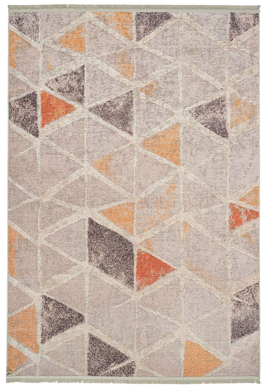 Area rug | Chennie Chic Tryme |5x8 |3x8 Runner | By MotherRuggers.com | Machine Washable | Chenille Woven | Gemetric print | Triangle Design | Splash of Burnt Orange | Splash of Dark Brown | Splash of Yellow | Mainly Tan | Pet Friendly | Kid Friendly | Machine Wash | Line Dry | Living Room | Kitchen | Bedroom | Moderate Traffic | High Traffic mat recommended | Three-year warranty with proper care | Shake or light Vacuum | Machine Wash as needed | Dry Flat or Line Dry | Dries fast