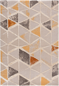 Area rug | Chennie Chic Tryme |5x8 |3x8 Runner | By MotherRuggers.com | Machine Washable | Chenille Woven | Gemetric print | Triangle Design | Splash of Burnt Orange | Splash of Dark Brown | Splash of Yellow | Mainly Tan | Pet Friendly | Kid Friendly | Machine Wash | Line Dry | Living Room | Kitchen | Bedroom | Moderate Traffic | High Traffic mat recommended | Three-year warranty with proper care | Shake or light Vacuum | Machine Wash as needed | Dry Flat or Line Dry | Dries fast