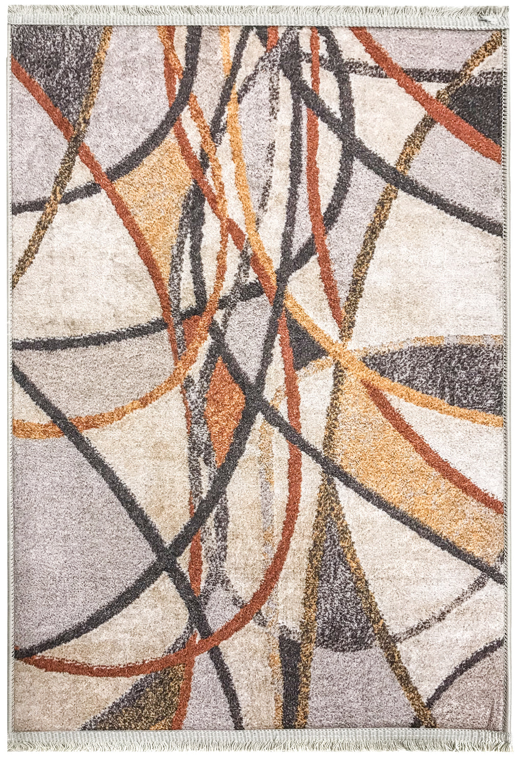 Area rug | Chennie Chic Picasso 5x8 | 3x8 | By Mother Ruggers.com | Machine Washable | Chenille Woven | Burnt Orange | Dark Yellow |Brown | Beige | Off White | Drawn Lines | Pet Friendly | Kid Friendly | Machine Wash Line Dry | Living Room | Kitchen | Bedroom | Moderate Traffic | High Traffic mat recommended | Three year warranty with proper care | Shake or light Vacuum | Machine Wash | Dry Flat or Line Dry | Dries fast