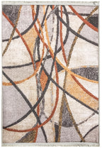 Area rug | Chennie Chic Picasso 5x8 | 3x8 | By Mother Ruggers.com | Machine Washable | Chenille Woven | Burnt Orange | Dark Yellow |Brown | Beige | Off White | Drawn Lines | Pet Friendly | Kid Friendly | Machine Wash Line Dry | Living Room | Kitchen | Bedroom | Moderate Traffic | High Traffic mat recommended | Three year warranty with proper care | Shake or light Vacuum | Machine Wash | Dry Flat or Line Dry | Dries fast