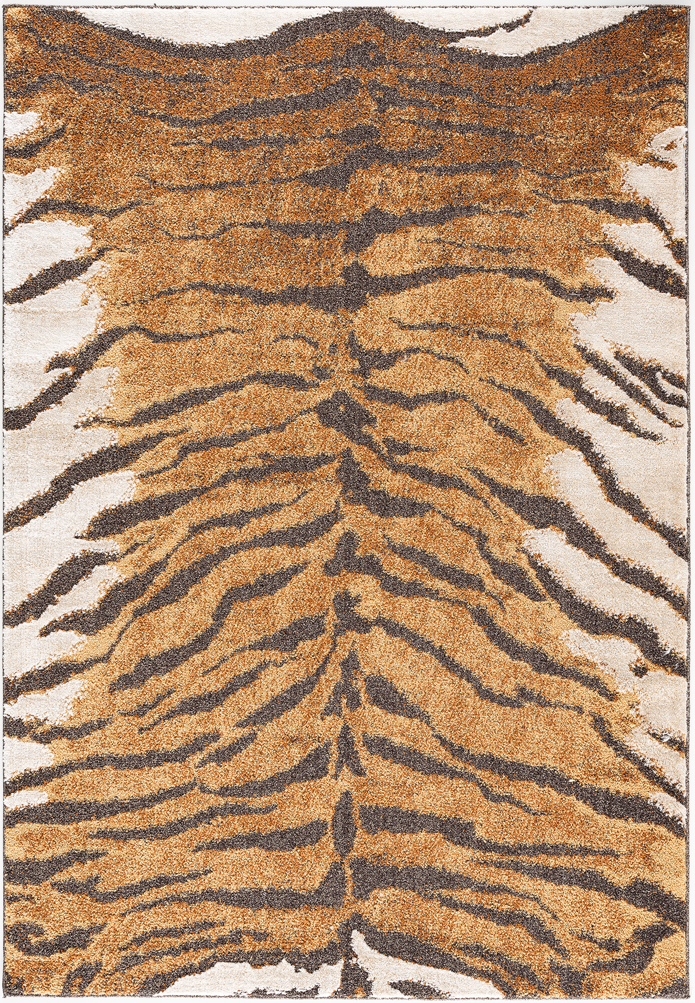 Area rug | Chennie Chic TIger |5x8 |3x8 Runner | By MotherRuggers.com | Machine Washable | Chenille Woven | Animal print | Burnt Orange | Dark Brown | Tan | Pet Friendly | Kid Friendly | Machine Wash | Line Dry | Living Room | Kitchen | Bedroom | Moderate Traffic | High Traffic mat recommended | Three-year warranty with proper care | Shake or light Vacuum | Machine Wash as needed | Dry Flat or Line Dry | Dries fast