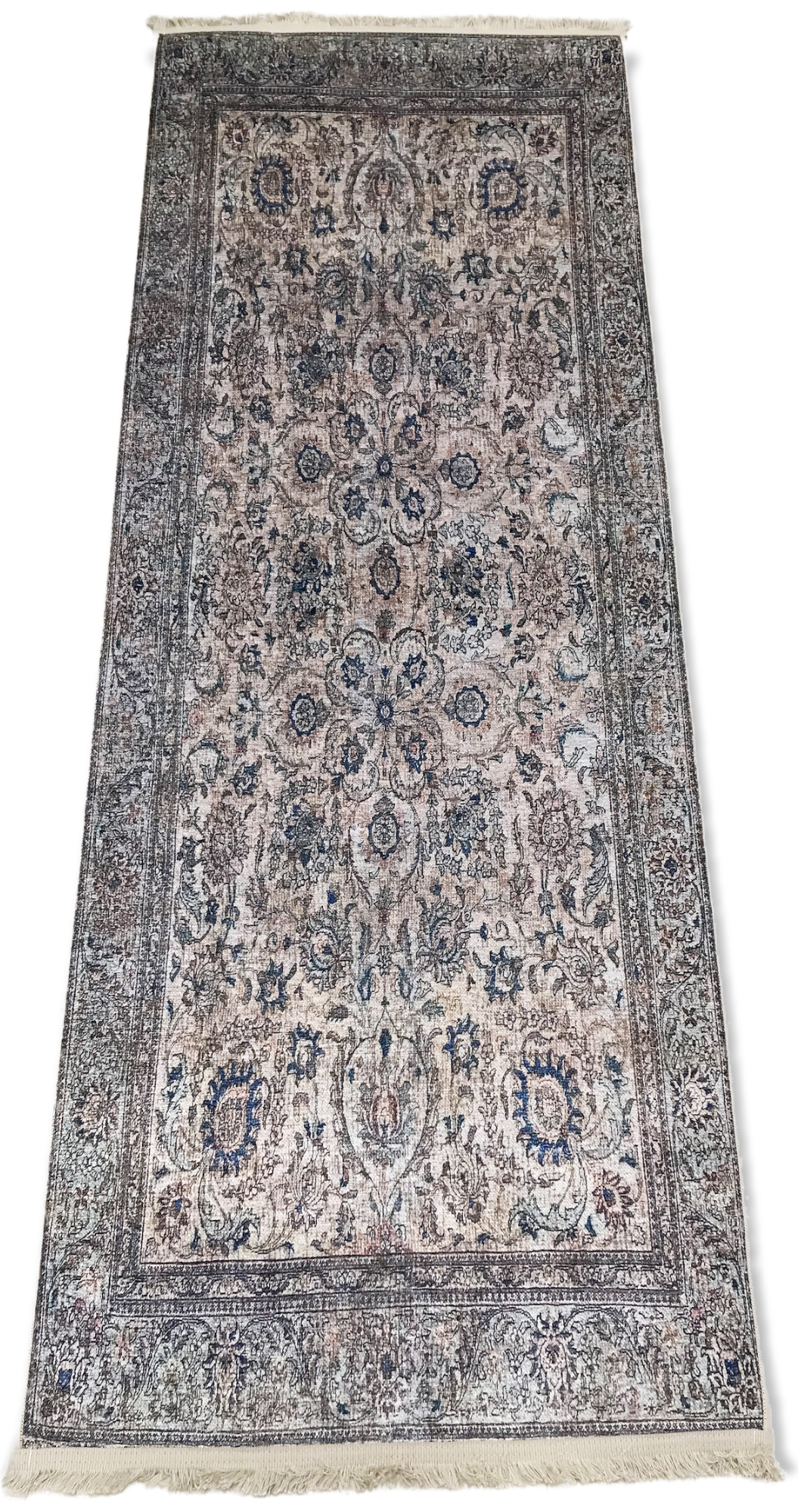 Area rug | Chennie Chic Chloe 3 x 8 | By Mother Ruggers.com | Machine Washable | Chenille Woven | Blue | White | Blush faded Accents | white | Mulit Color | Vintage |Worn| Multi Color |Various floral shapes |Pet Friendly | Kid Friendly | Machine Wash Line Dry | Living Room | Kitchen | Bedroom | Moderate Traffic | High Traffic mat recommended | Three year warranty with proper care | Shake or light Vacuum | Machine Wash | Dry Flat or Line Dry | Dries fast