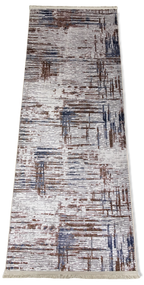 Area rug | Chennie Chic Stash |5x8 |3x8 Runner | By MotherRuggers.com | Machine Washable | Chenille Woven | Off White Background | Thin sketch lines Blue and Brown | contemporary |Pet Friendly | Kid Friendly | Machine Wash | Line Dry | Living Room | Kitchen | Bedroom | Moderate Traffic | High Traffic mat recommended | Three-year warranty with proper care | Shake or light Vacuum | Machine Wash as needed | Dry Flat or Line Dry | Dries fast