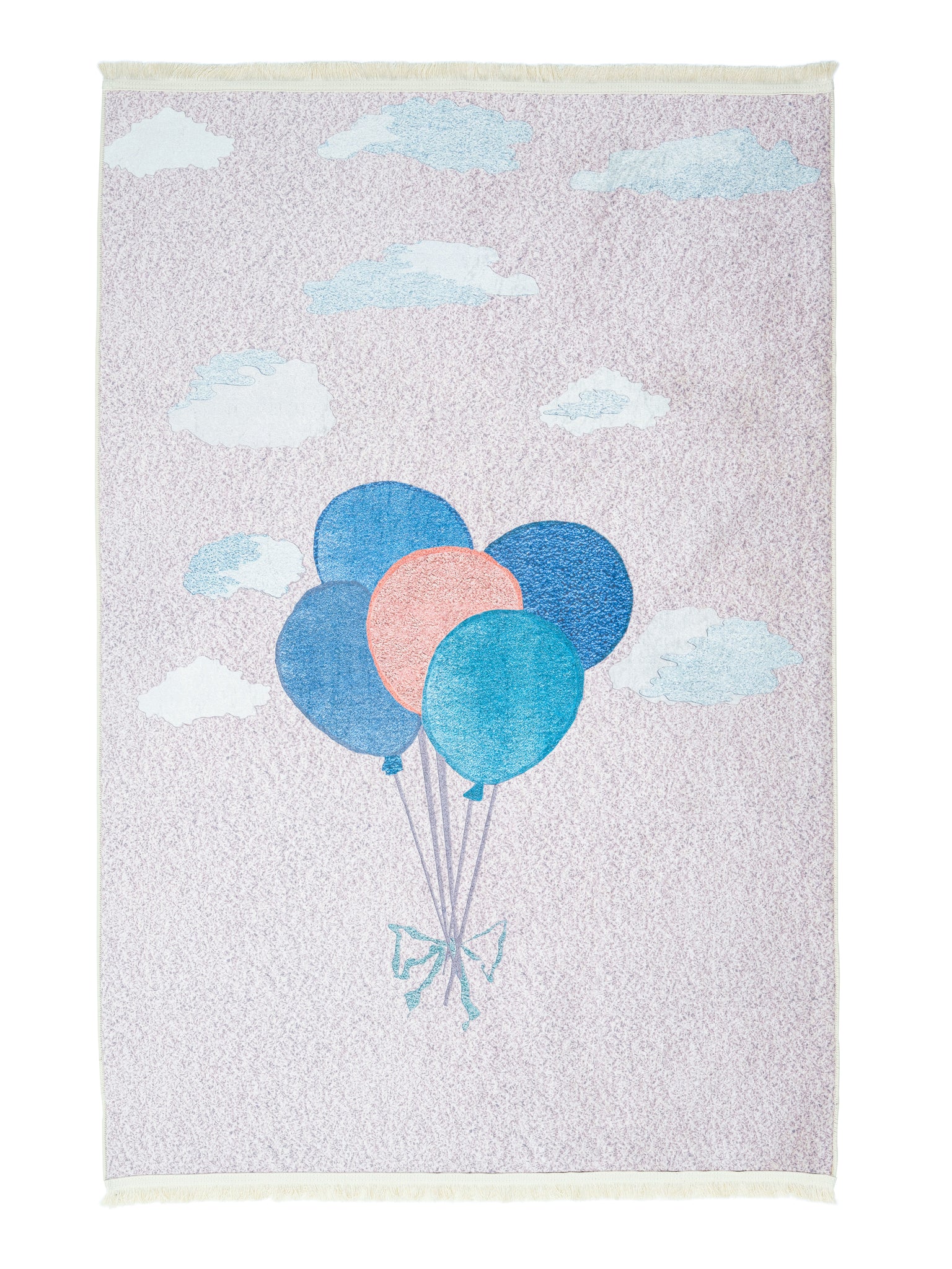 Rugaroos Balloon Away Kid's Machine Washable Play Rug | A Pink & Blue Balloons on Neutral backdrop | 4x6 | Mother Ruggers | Washable Rugs | Kid's Rugs | Eco Friendly Rug| Pet Friendly | Kid Friendly | Machine Wash | Line Dry | Bedroom | High-Traffic | Two-year warranty with proper care | Shake or light Vacuum | Machine Wash as needed | Dry Flat or Line Dry | Dries fast | Hand Drawn - Digitally Printed | Velvet | Easy- Clean 