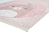 Rugaroos Beary Roo Kid's Machine Washable Play Rug | Baby Bear within Pink Circle within Blush background | Corner Close-up | 4x6 | Mother Ruggers | Washable Rugs | Kid's Rugs | Eco Friendly Rug| Pet Friendly | Kid Friendly | Machine Wash | Line Dry | Bedroom | High-Traffic | Two-year warranty with proper care | Shake or light Vacuum | Machine Wash as needed | Dry Flat or Line Dry | Dries fast | Hand Drawn - Digitally Printed | Velvet | Easy- Clean 